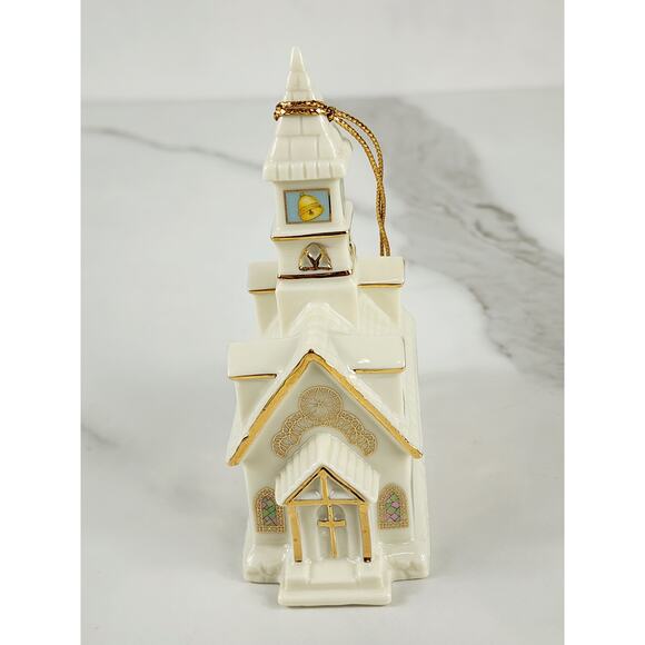 Lenox Church Berkshire Chapel Ornament 4 1/4" Ivory Porcelain 1999 Handcrafted - Picture 2 of 16
